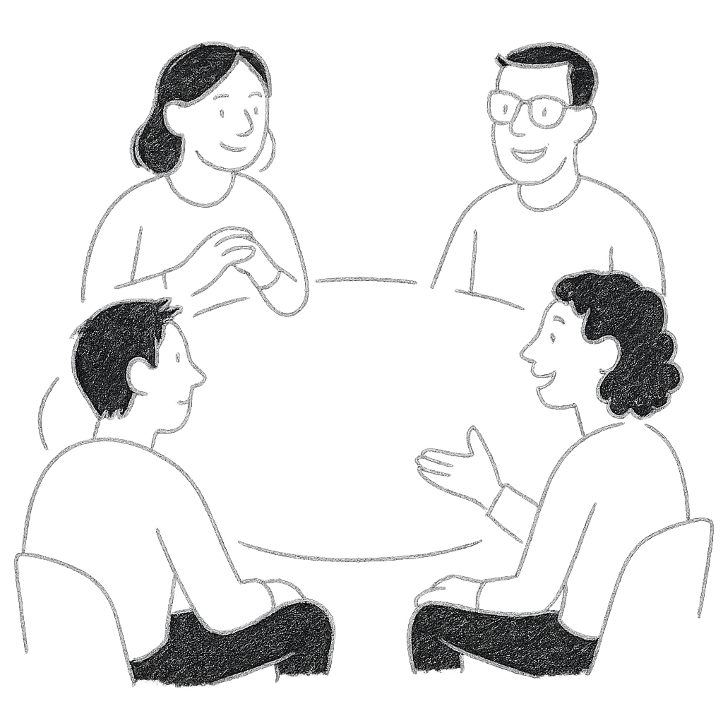 Team collaboration sketch icon